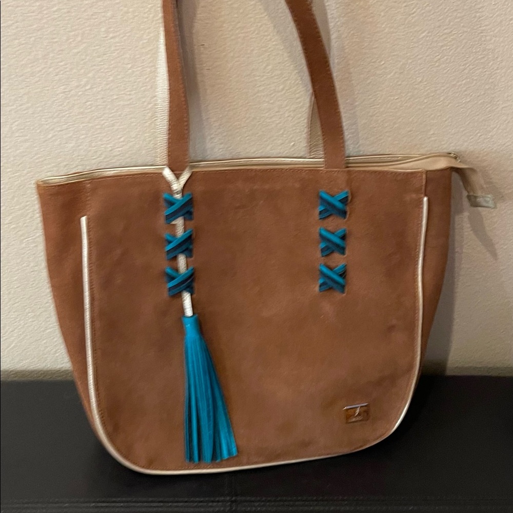 Suede tote bag/three tones